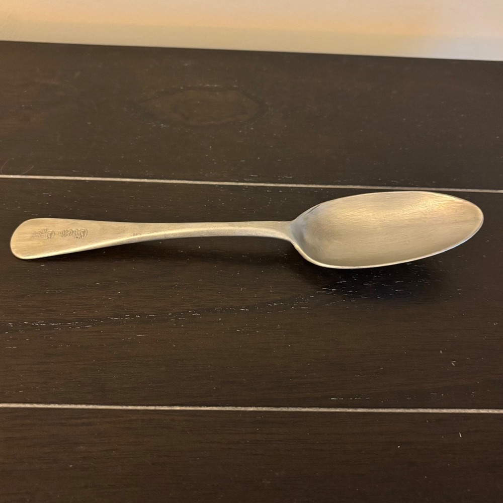 Vintage Engraved Pewter Spoon | Shell Motif Handle | Matte Finish